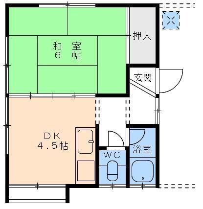 コーポ宮西(1K/2階)の間取り写真
