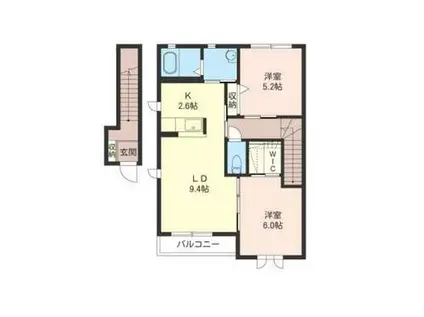 アルカンシエルB館(2LDK/2階)の間取り写真