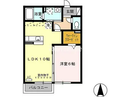 ソレアード A棟(1LDK/2階)の間取り写真