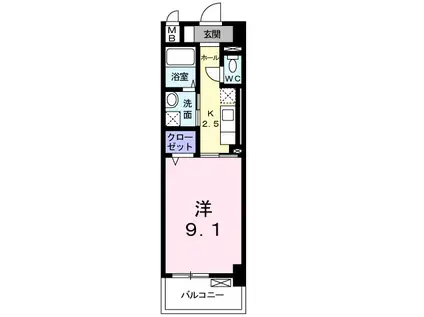 ヴィダ・アルボレス(1K/2階)の間取り写真