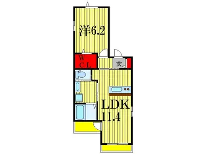 QUATRE(1LDK/3階)の間取り写真