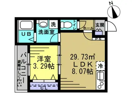 AJ春日部(1LDK/2階)の間取り写真
