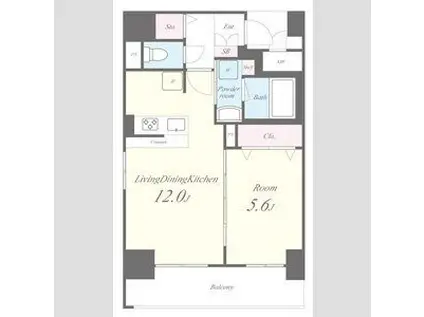 HISTOIRE玉造(1LDK/11階)の間取り写真
