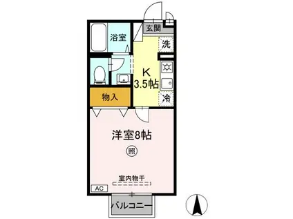 フローレ水江(1K/2階)の間取り写真