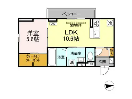 RESUA向中野 C棟(1LDK/2階)の間取り写真