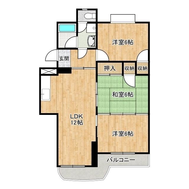 与一第二マンション(3LDK/1階)の間取り写真