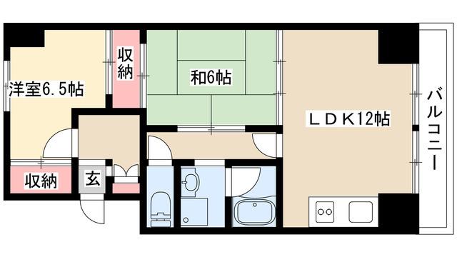 シャトー汐路(2LDK/2階)の間取り写真