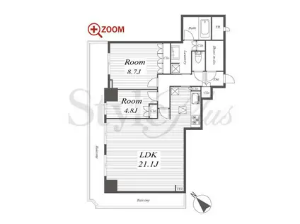 ヴィークタワー名古屋東別院(2LDK/16階)の間取り写真