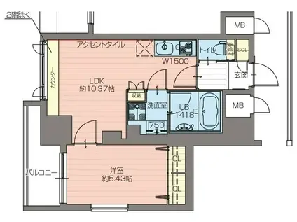 プレジオ難波ASIAN(1LDK/15階)の間取り写真