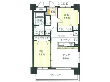 マーガレットテラス(2LDK/4階)の間取り写真