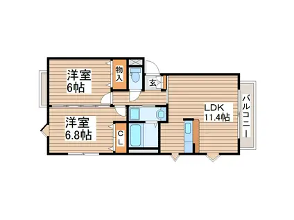 エーベストセンシュウ(2LDK/2階)の間取り写真