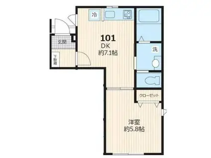 HALE LINO(1DK/1階)の間取り写真