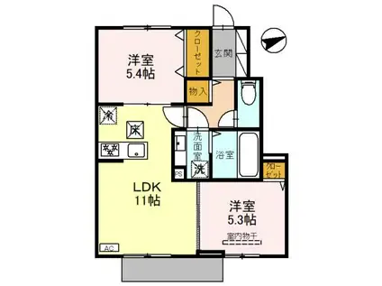 ソリッソ大久保町西嶋(2LDK/1階)の間取り写真