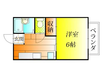 ハイツ高屋(1K/2階)の間取り写真