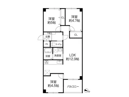 芦屋浜第一第九-二号棟(3LDK/13階)の間取り写真