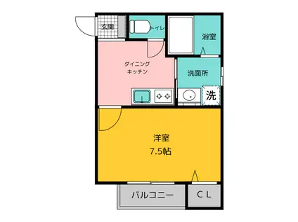 ピナクル南博多(1DK/2階)の間取り写真