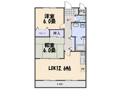 パティオスI(2LDK/1階)の間取り写真