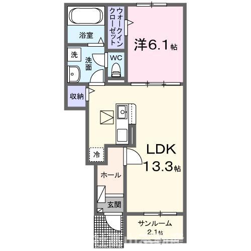 フォルト II(1LDK/1階)の間取り写真