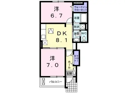 オーブ・ココ III(2DK/1階)の間取り写真