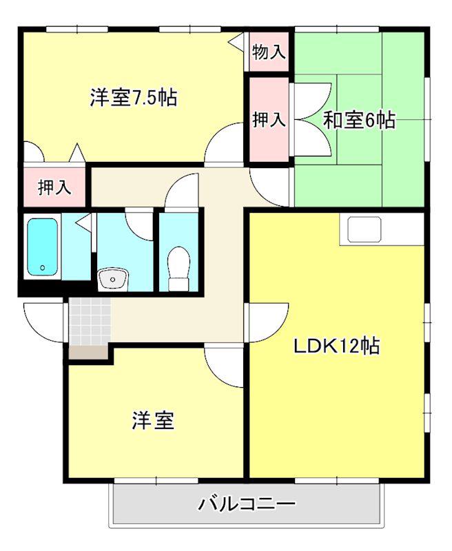 めーぷるまちぶん A棟(3LDK/2階)の間取り写真