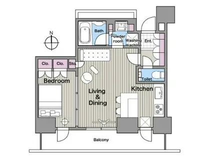 乃木坂  タワーマンション  (1LDK/5階)の間取り写真