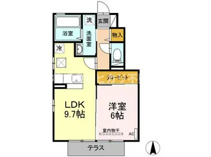 ムーラン北白土(1LDK/1階)の間取り写真