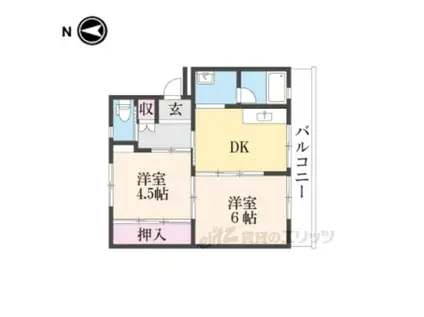 ビレッジハウス大淀(2DK/5階)の間取り写真