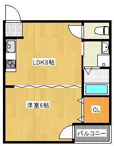 三萩野ビル(1LDK/3階)の間取り写真