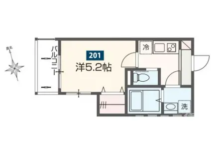 MELDIA新松戸(1K/2階)の間取り写真