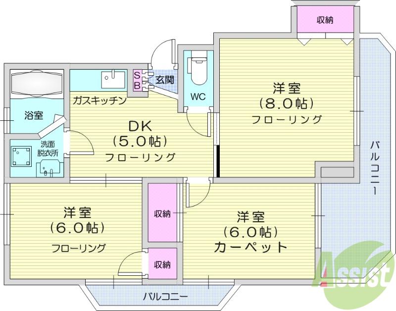 寺崎ハイツ(3DK/3階)の間取り写真