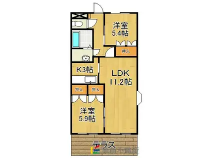 サンフォーレみのう弐番館(2LDK/1階)の間取り写真