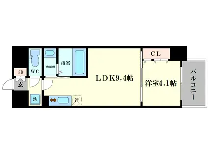 ファステート難波デラックス(1LDK/2階)の間取り写真
