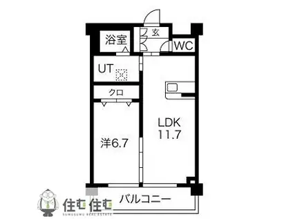 フォルトゥーナ浄水(1LDK/1階)の間取り写真