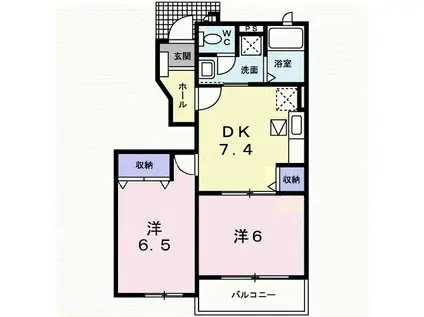 セゾンブローテB(2DK/1階)の間取り写真