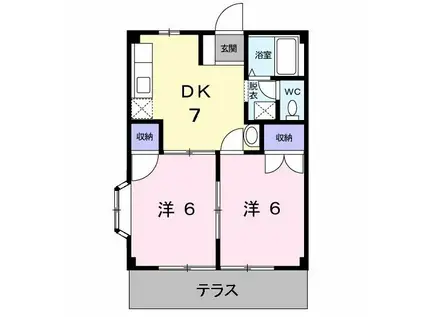 コーポシャインII(2DK/1階)の間取り写真