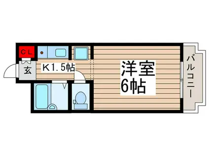 ビューパレー市川(1K/4階)の間取り写真