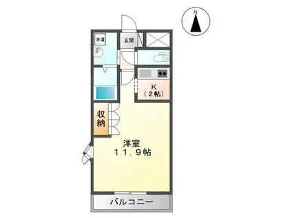 フィールハイムこうれいI(1K/2階)の間取り写真