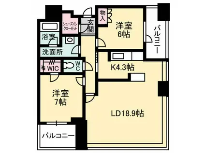 THE HIROSHIMA TOWER ザ・広島タワー(2LDK/15階)の間取り写真