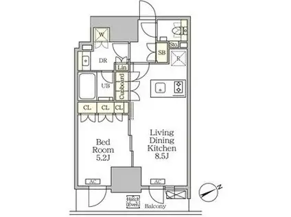 ザ・パークハビオ大森山王(1LDK/18階)の間取り写真