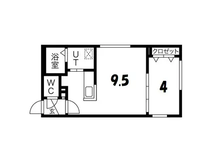 プレシェルト創成川イースト B棟(1LDK/4階)の間取り写真