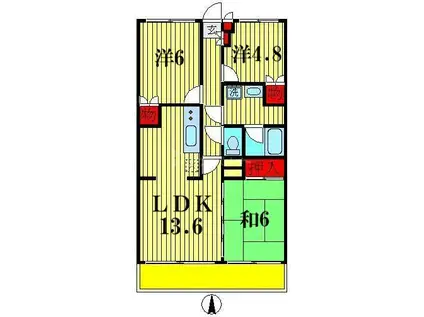 エトアールS(3LDK/4階)の間取り写真