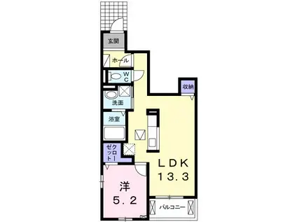 ビバーチェ 中割(1LDK/1階)の間取り写真