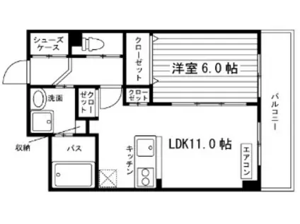 スコード(1LDK/3階)の間取り写真
