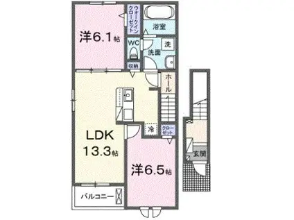 フランメゾン 菜(2LDK/2階)の間取り写真