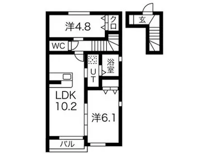 SOLANE LALA利府(2LDK/2階)の間取り写真