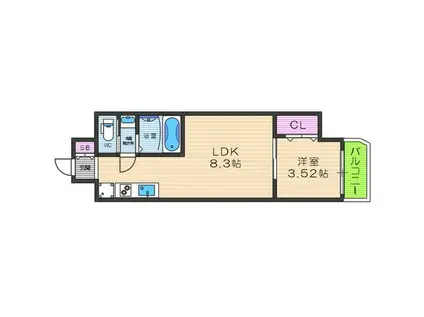 MONOTONE弁天町(1LDK/5階)の間取り写真