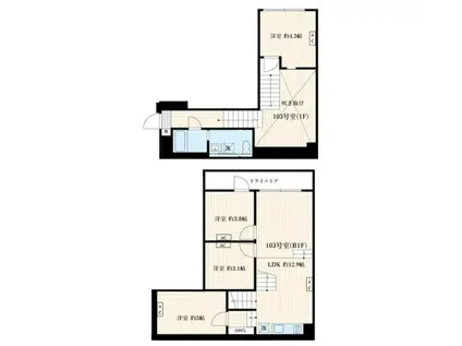 スクルド神楽坂(4LDK/B1階)の間取り写真