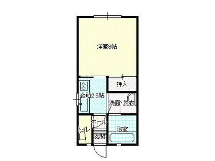 コーポエバーグリーンB棟(1DK/2階)の間取り写真