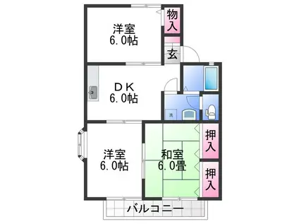 ヤマイチPLAZAセジュール2番館(3DK/1階)の間取り写真