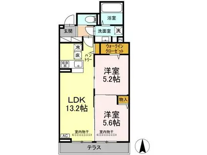 ウィステリア(2LDK/1階)の間取り写真